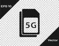 Black 5G Sim Card icon isolated on transparent background. Mobile and wireless communication technologies. Network chip Royalty Free Stock Photo