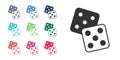 Black Game dice icon isolated on white background. Casino gambling. Set icons colorful. Vector Royalty Free Stock Photo