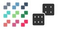 Black Game dice icon isolated on white background. Casino gambling. Set icons colorful. Vector Royalty Free Stock Photo