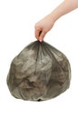 Black garbage bag In a female hand