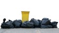 Black garbage bags on white background Royalty Free Stock Photo