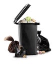 Black garbage bin on the white Royalty Free Stock Photo