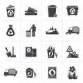 Black Garbage and rubbish icons Royalty Free Stock Photo