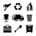 Black garbage icons