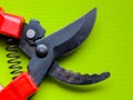 Black garden pruner with red handles Royalty Free Stock Photo