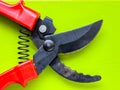 Black garden pruner with red handles Royalty Free Stock Photo