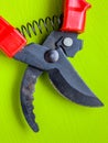 Black garden pruner with red handles Royalty Free Stock Photo