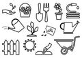 Black gardening icons. Vector illustration