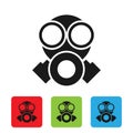 Black Gas mask icon isolated on white background. Respirator sign. Set icons colorful square buttons. Vector Illustration Royalty Free Stock Photo
