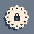 Black GDPR - General data protection regulation icon isolated on grey background. European Union symbol. Security Royalty Free Stock Photo
