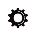 Black gear cog wheel icon symbol for settings or preferences engineering and technology Royalty Free Stock Photo