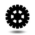 Black gear icon. Machine sprocket gear icon. Flat design. Vector cogwheel sign symbol on a white background Royalty Free Stock Photo
