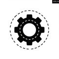 Black gear icon with a solid, circular center and protruding cogs around its Royalty Free Stock Photo