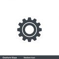 Black gear icon on a white background, representing mechanical or technical settings. The gear has Royalty Free Stock Photo