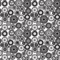 Black gears, steampunk seamless pattern