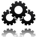 Black gearwheel, gear symbol. Maintance, repair, settings