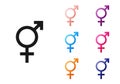 Black Gender icon isolated on white background. Symbols of men and women. Sex symbol. Set icons colorful. Vector Royalty Free Stock Photo