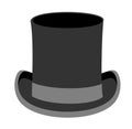 Black gentleman hat. Black top Hat vector illustration isolated on white background. Male head cap. Old fashioned Royalty Free Stock Photo