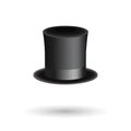 Black gentleman hat cylinder with ribbon. Luxury and wealth symbol. Isometric icon with shadow. Vector Illustration. EPS10 format