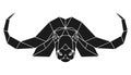 The black geometric head of cape buffalo, african bull. Polygonal abstract animal of Africa