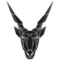 The black geometric head of eland antelope. Polygonal abstract animal of Africa.