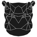 The black geometric head of hippo. Hippopotamus polygonal abstract animal of Africa