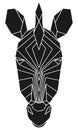 The black geometric head of zebra. Polygonal abstract animal of Africa Royalty Free Stock Photo