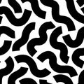 Black geometric lines seamless pattern. Wavy squiggle shapes texture background Royalty Free Stock Photo