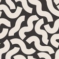 Black geometric lines seamless pattern. Wavy squiggle shapes texture background Royalty Free Stock Photo