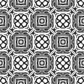 Black Geometric Seamless pattern flower in white background. Royalty Free Stock Photo