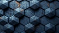 black, geometric, tiled wallpaper background, in the style of dark gray and blue, three-dimensional space, angular Royalty Free Stock Photo