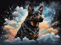 Black German shepherd dog in the night, ai generated