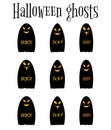 Black ghost, halloween ghost, set of vector ghosts halloween