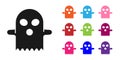 Black Ghost icon isolated on white background. Happy Halloween party. Set icons colorful. Vector Royalty Free Stock Photo