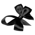 Black gift bow of satin ribbon isolated on white background. Christmas decoration for holiday gift box Royalty Free Stock Photo