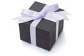 Black gift box with bow ribbon Royalty Free Stock Photo