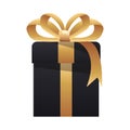 Black gift box bow on white background Royalty Free Stock Photo