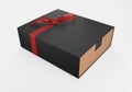 Black gift box with cover and cardboard inside Royalty Free Stock Photo