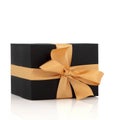 Black Gift Box with Gold Bow Royalty Free Stock Photo