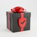 Secure gift box with red ribbon and shield icon Royalty Free Stock Photo