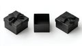 black gift boxes with bows open Royalty Free Stock Photo