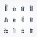 Black gift icons set Royalty Free Stock Photo