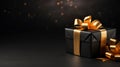 Black giftbox background with copyspace for yor text. Black friday concept. Generative AI