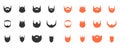 Black and ginger facial hair or beard styles on white background. Vintage beard Hipster style emblems, icons, labels