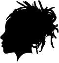 Black Girl African American female, African woman profile picture. Black woman from the side with afroharren. African American afr