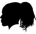 Black Girl African American female, African woman profile picture. Black woman from the side with afroharren. African American afr