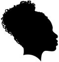 Black Girl African American female, African woman profile picture. Black woman from the side with afroharren. African American afr Royalty Free Stock Photo