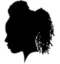 Black Girl African American female, African woman profile picture. Black woman from the side with afroharren. African American afr Royalty Free Stock Photo