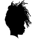 Black Girl African American female, African woman profile picture. Black woman from the side with afroharren. African American afr Royalty Free Stock Photo