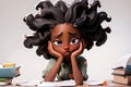 A Black Girl Bored At Studying At 19-8-2024 Royalty Free Stock Photo
